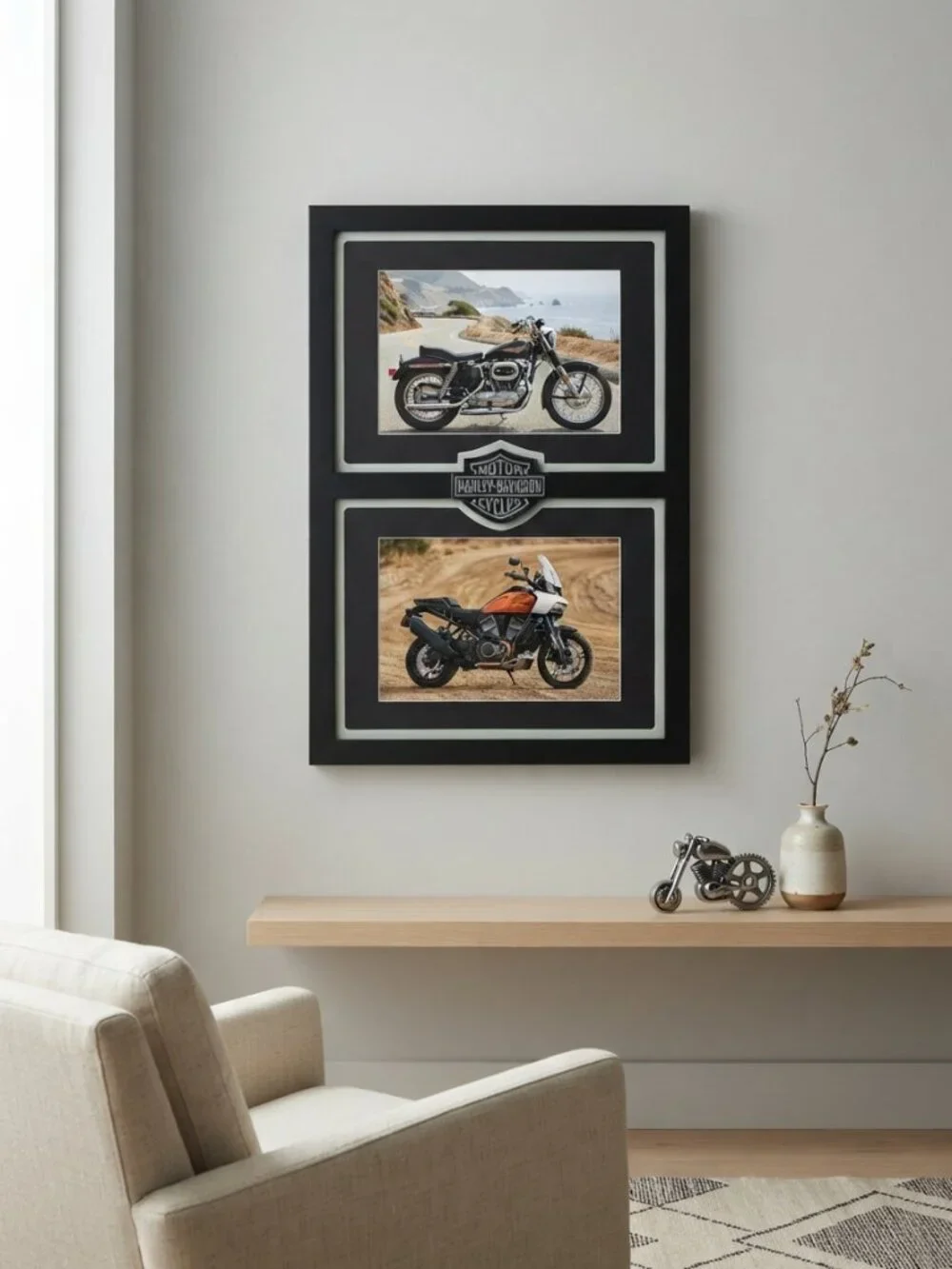 NWOT Harley Davidson Vintage Dual Photo Frame Black/White